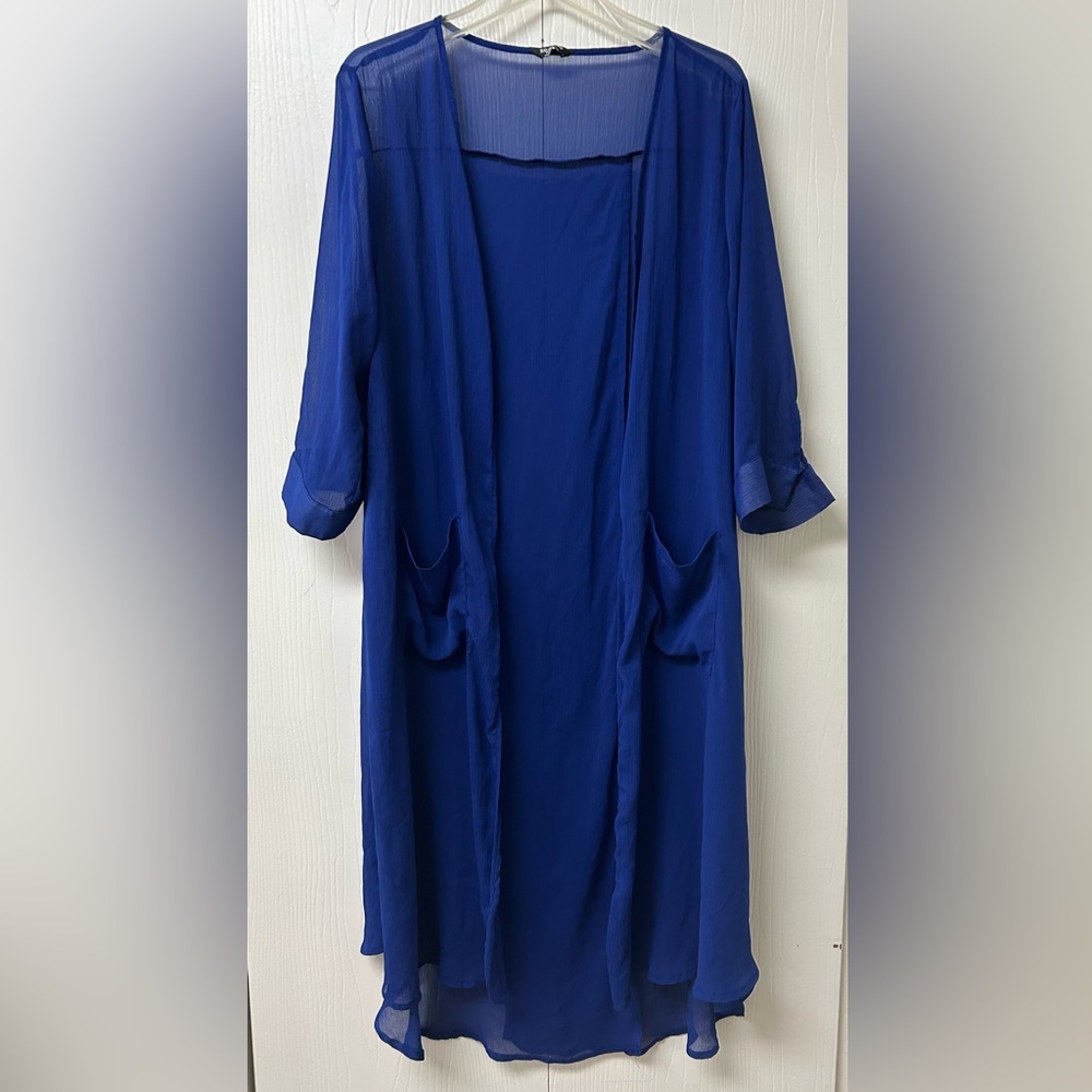 Zeagoo Royal Blue Sheer Cardigan/Bathing Suit Cover Size XL